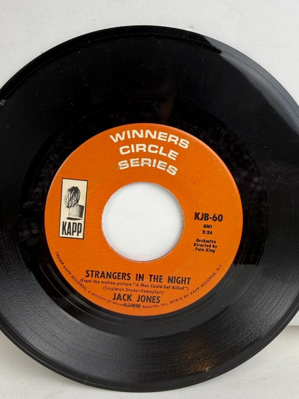 Jack Jones The Impossible Dream / Strangers In The Night 7" Vinyl 45 RPM Kapp